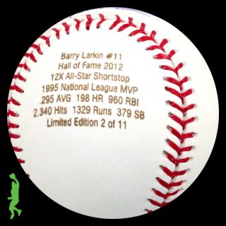 Barry Larkin Signed Auto Hall of Fame HOF 2012 1995 MVP Baseball Ball