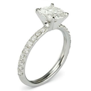 99 Ct G SI1 Cushion Cut Diamond Micro Pave Engagement Ring