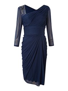 Adrianna Papell Evening Long sleeved draped dress Blue   