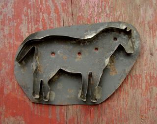 Antique PA Tin Cookie Cutter C 1850 Early Standing Horse Figure Handle