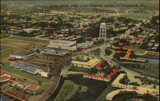 Fort Lauderdale FL Aerial View Old Postcard