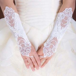 12 Bridal Prom Sexy Lace Satin Fingerless Gloves S03