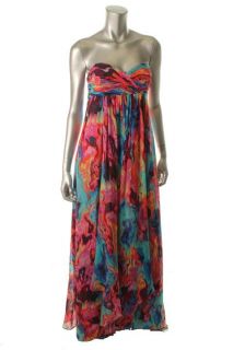 Laundry by Shelli Segal Multi Color Printed Silk Strapless Cocktail