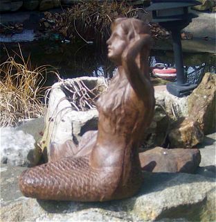 Large Sunning Mermaid Cast Iron Rust Finish