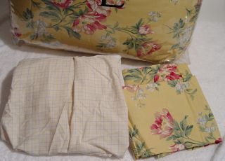 New Ralph Lauren Parsonage Lane Yellow Floral Queen Comforter Set 4pc