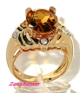 Laura Ramsey 14k Yellow Gold Citrine Diamond Designer Ring