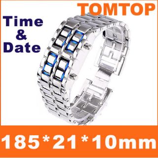 Digital Lava Iron Style Men Lady Sport Blue LED Watch F