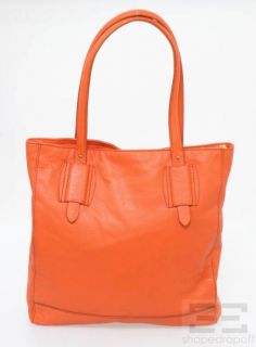 Lauren Ralph Lauren Orange Leather Tote New