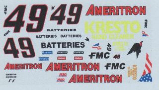 49 Larry Smith Ameritron Batteries 1 32nd Waterslide Decals Slot Car