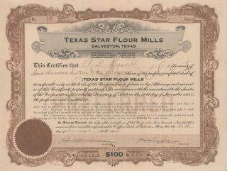 1919 Stock Certificate Lasker Advertising Pioneer Texas