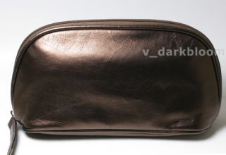 Laura Mercier Chocolate Cosmetic Bag Makeup Case Faux Leather New