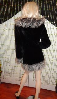 Le Chateau Luxurious Black Fur with Shaggy Fur Trim Hood Winter Jacket