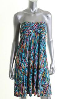 Laundry by Shelli Segal New Blue Jersey Printed Strapless Casual Dress