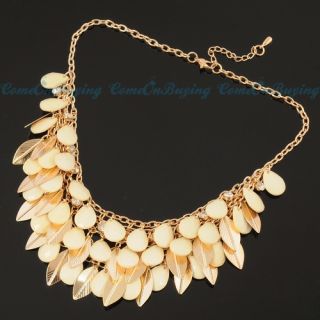 Leaf Jewelry White Waterdrop Resin Chain Pendant Necklace N793