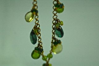 Laura Gibson Estate Necklace Earring Set Green Topaz Lemon Citrine 22K
