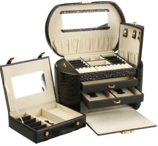 Round Crocodile PU Leather Jewelry Box Jewelry Case Display Box