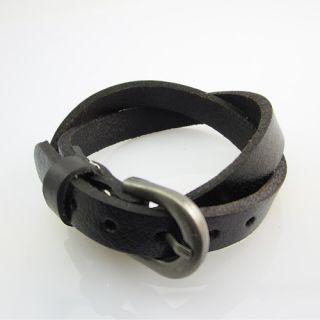 Cool Men Clasp Hand Woven Leather Bracelet Chain Fashion Jewelry Punk