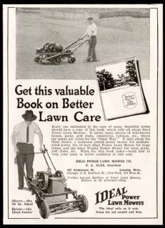 Lawn Care Book OFFER in 1922 Ideal Power Lawn Mowers Ad