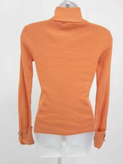 Laurie B Orange Ribbed Long Sleeve Turtleneck Sweater M