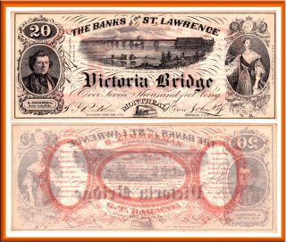 1857 20 Banks of the St. Lawrence Victoria Bridge Montreal Advertising