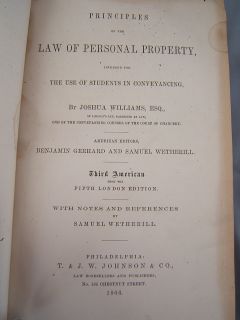 Antique 1866 Leather Law Book Law of Personal Property