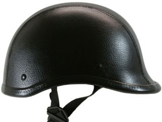 Black Leather Low Profile POLO Style Motorcycle Novelty Airsoft Helmet