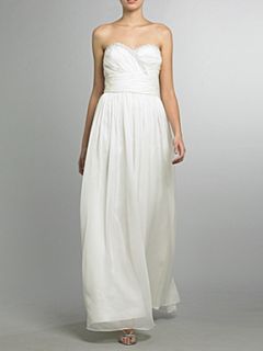 JS Collections Strapless jewel ruched waist dress Ivory   