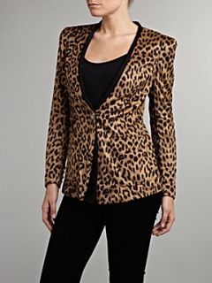 Jolie Moi Leopard print blazer jacket Brown   