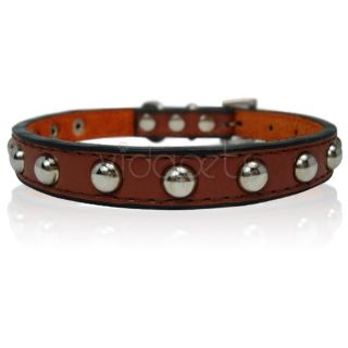 14 17 Brown Leather Studded Dog Collar Medium