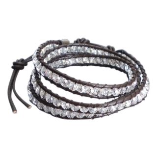 Clear Muse Crystal Tribal Wrap Leather Bracelet