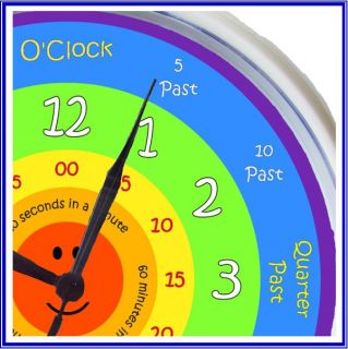 Learn to Tell Time What The Time Clock Rainbow New 25cm