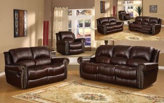 3pc Traditional Modern Recliner Leather Sofa Set MH 4690 S1