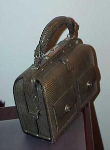 Lederer France Lizard Purse Box Purse Vintage 50s Handbag Doctor Bag
