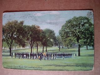 INFANTRY GUARD MOUNT Fort Leavenworth Kansas Postcard KS Army z089