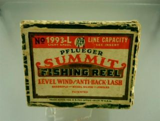 Vintage Antique Pflueger Summit Fishing Reel Box Bag