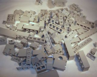Lego   Bulk Lot of 126 New Light Grey Bricks, Parts & Pieces, etc.   R