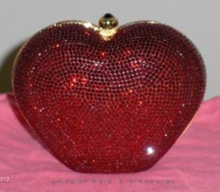 Judith Leiber Red Heart Limited Edition Swarovski Crystal Clutch Purse