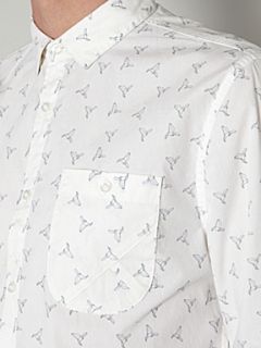 Linea Origami bird print long sleeved shirt White   