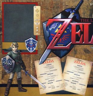 Legend of Zelda Wii Video Games 2 Premade Scrapbook Pages Paper