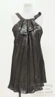 Lela Rose Metallic Silver Pleated Sleeveless Dress Size 8
