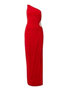 JS Collections One shoulder side beaded dress Red   