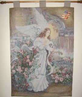 Lena Liu Angel of Love Jacquard Woven Tapestry Wall Hanging Rod Made