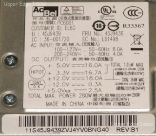 Lenovo M91p Power Supply PSU 280W PC6001 45J9436