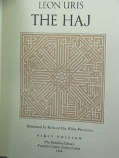 signed by the author, The Haj by Leon Uris, Franklin Library, leather
