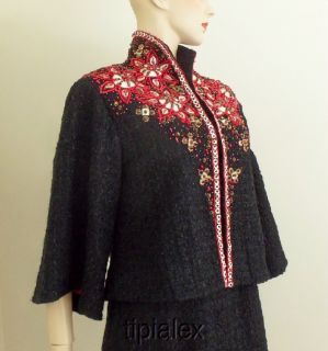 10K Chic Joanna Mastroianni Black Lesage Embroidered Beaded Dress Suit