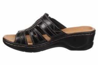 Clarks Bendables Lexi Belle Womens Leather Black Slide Sandals Shoes