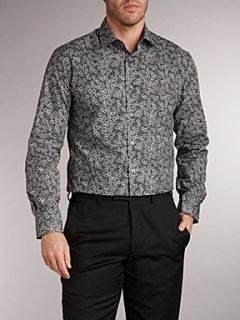 Paul Smith London Long sleeved floral print slim fit shirt Black   