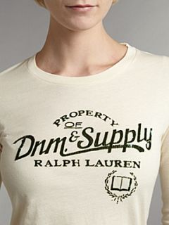 Denim and Supply Ralph Lauren Short sleeved t shirt with logo Cream   