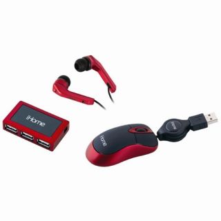 iHome 3 in 1 Netbook Accessory Kit w Mouse Red Mini
