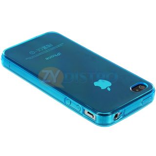 Light Blue TPU Frost Clear Rubber Skin Case Cover for iPhone 4 4S 4G